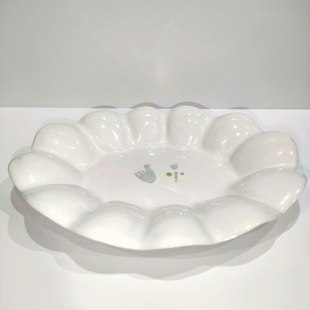 石木文さん　新品　スワン　花　オーバル　皿　白鳥