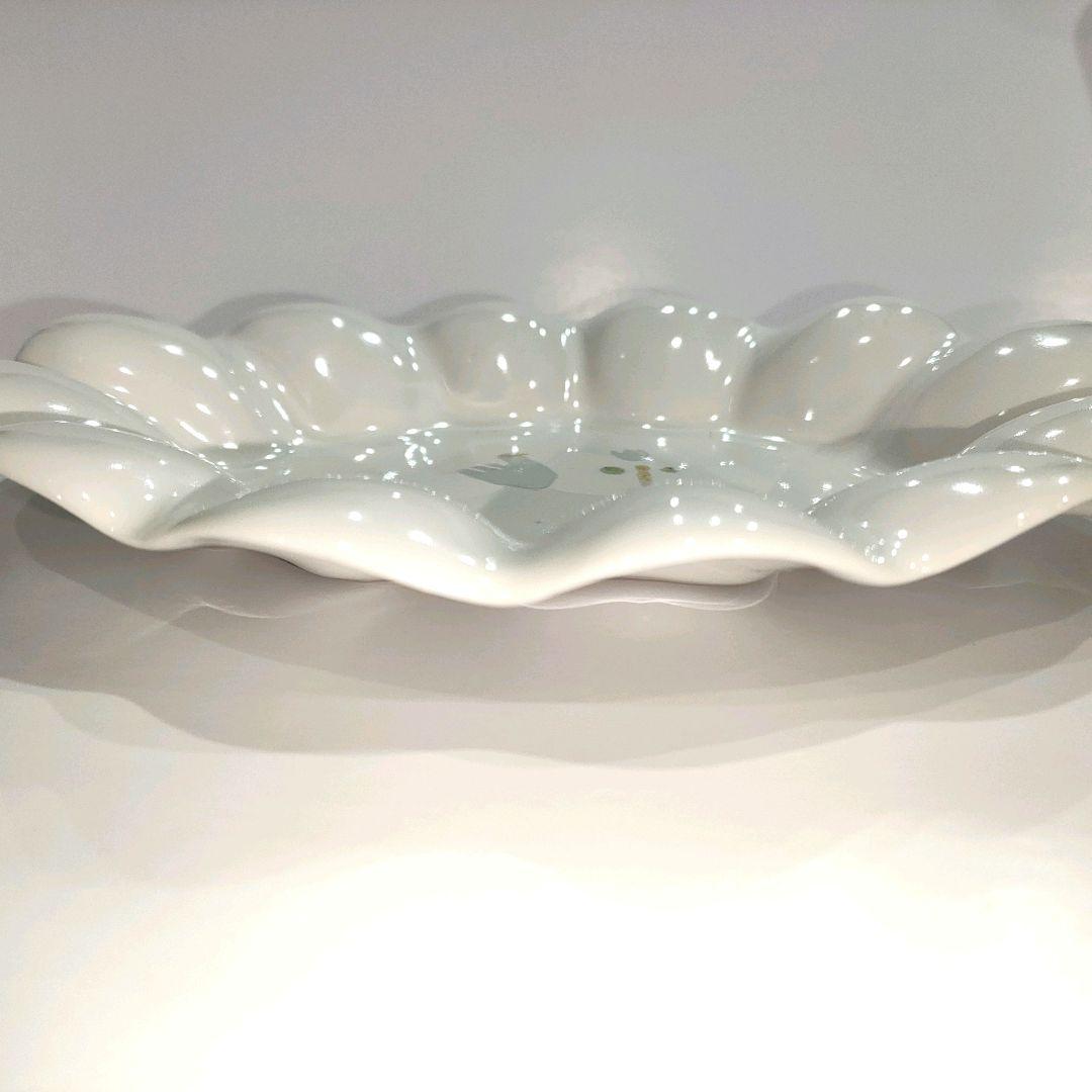 石木文さん　新品　スワン　花　オーバル　皿　白鳥