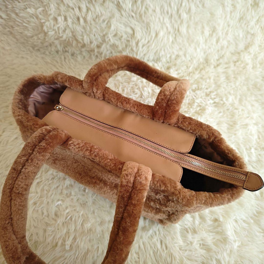 【美品✨】ケイトスペード ファー ラージ トートバッグ ボア ブラウン A4