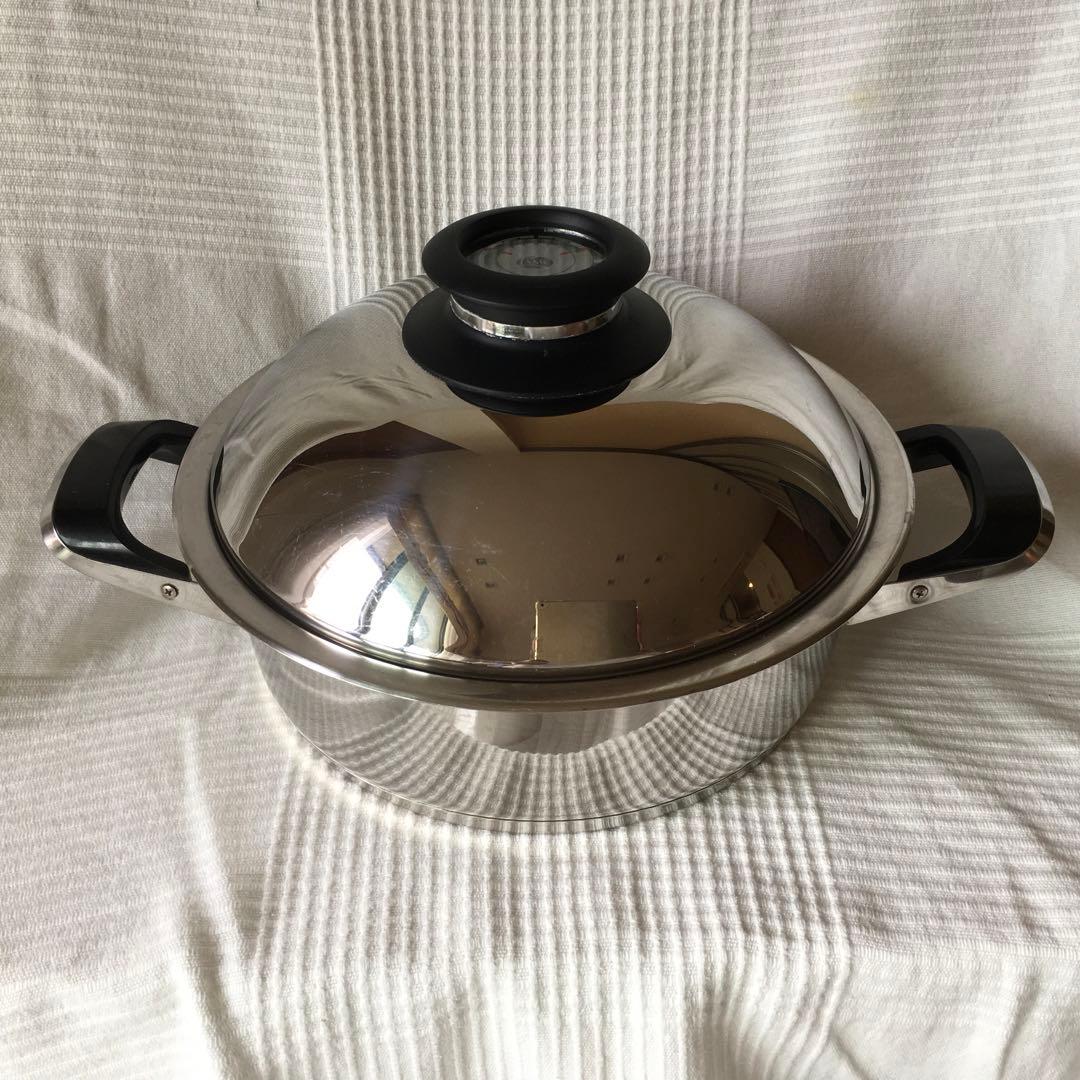 AMC ステンレススチール 両手鍋 24cm 3.3L 温度計付き