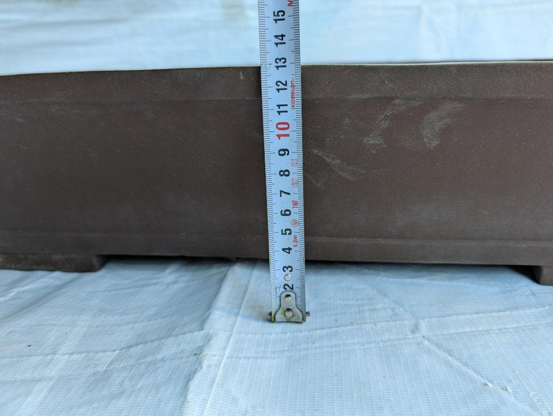 周寶山 盆栽鉢 長方形 外寸56×44.5×高13cm 紫泥鉢 中国宜興製