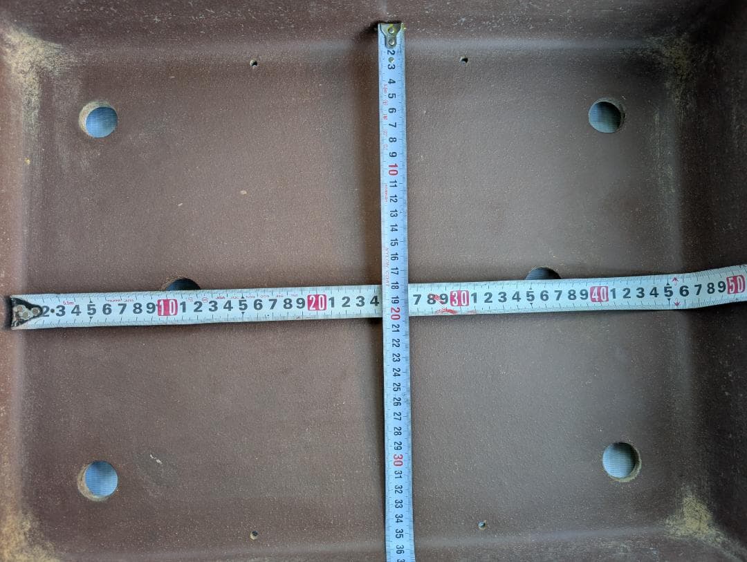 周寶山 盆栽鉢 長方形 外寸56×44.5×高13cm 紫泥鉢 中国宜興製