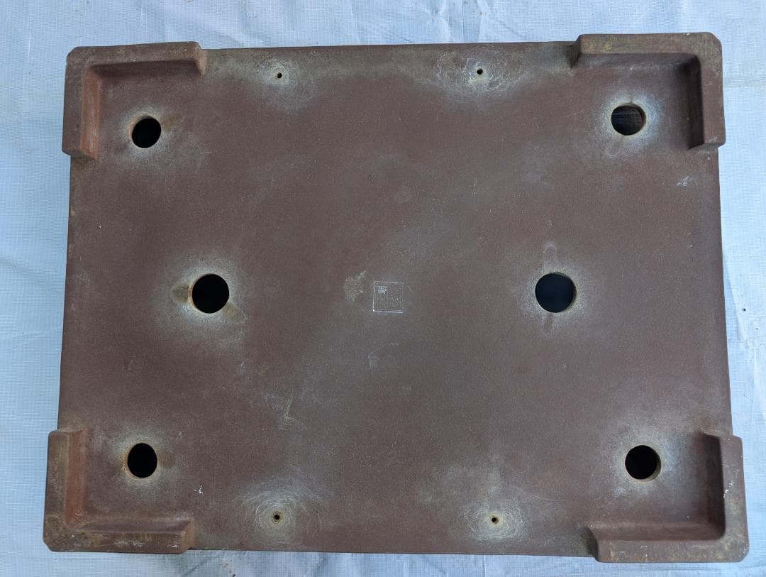 周寶山 盆栽鉢 長方形 外寸56×44.5×高13cm 紫泥鉢 中国宜興製