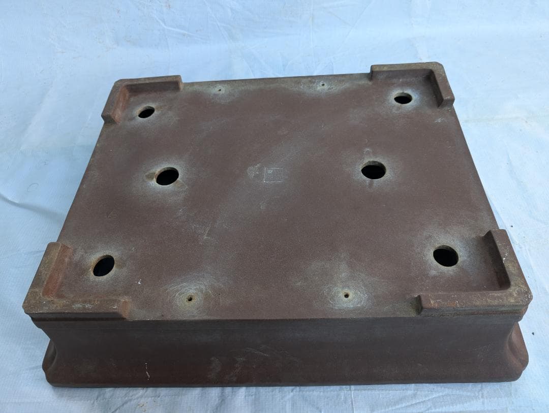 周寶山 盆栽鉢 長方形 外寸56×44.5×高13cm 紫泥鉢 中国宜興製