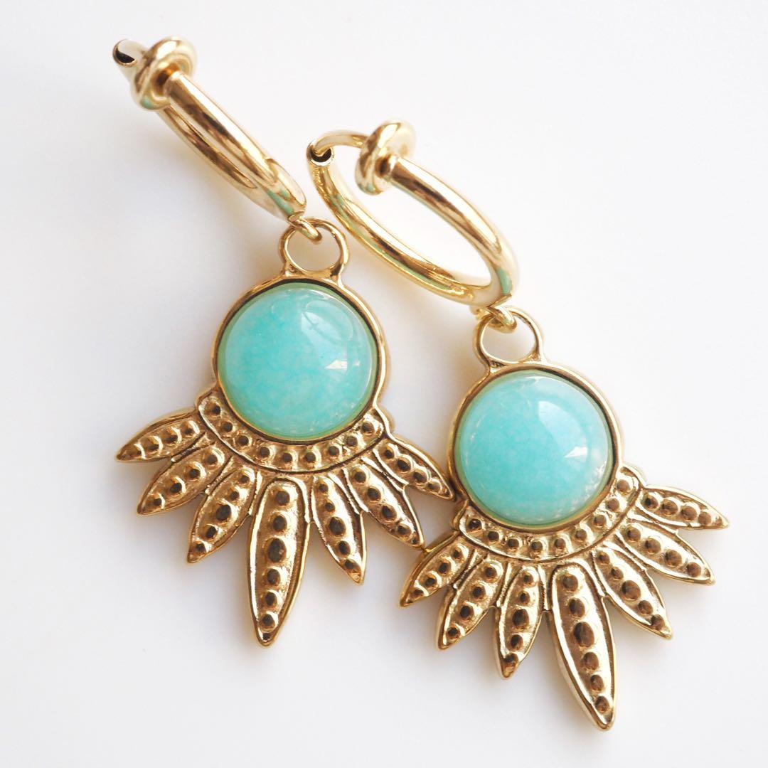 【❄︎ミント❄︎】アマゾナイトのデザインピアス