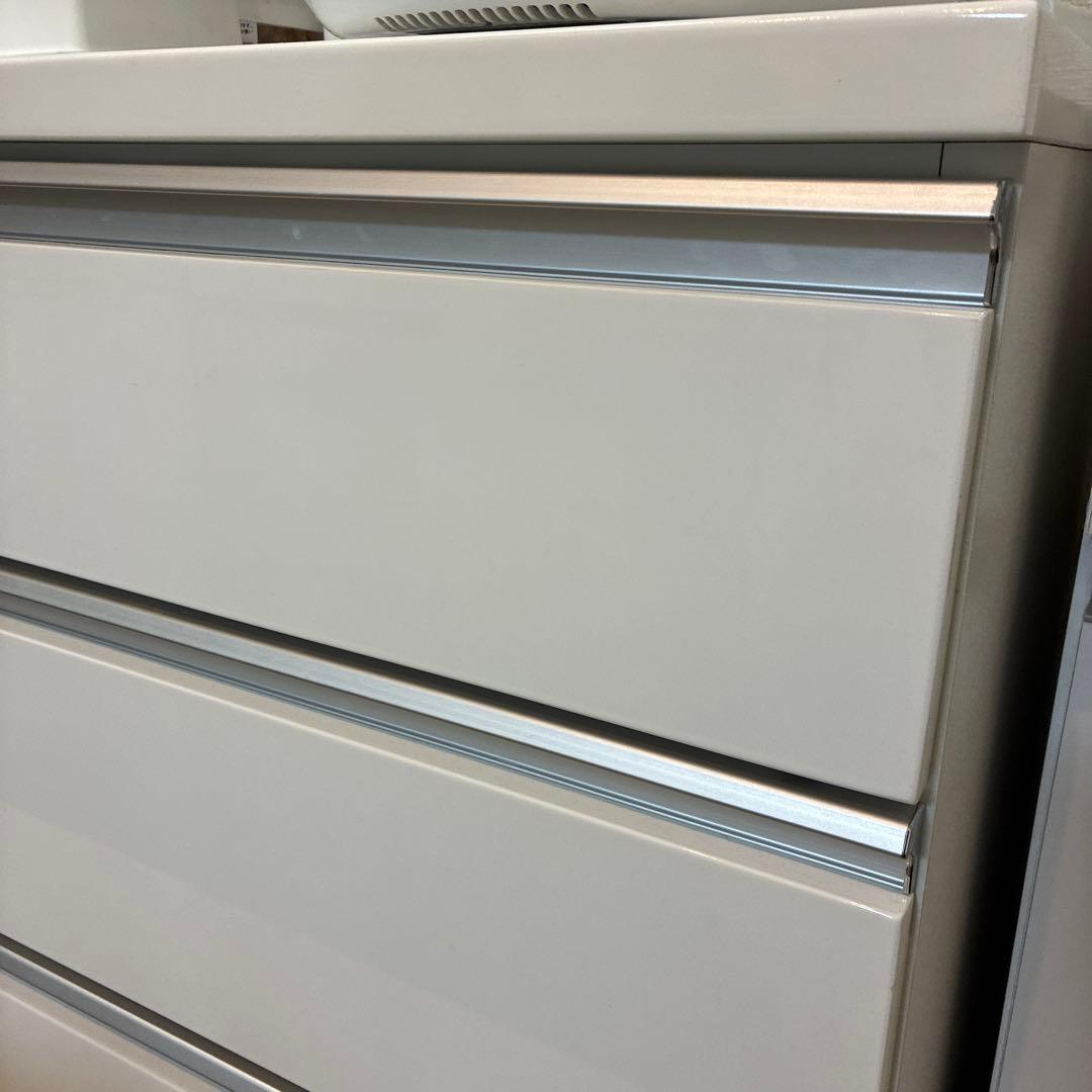 ホワイト キッチンカウンター 引き出し4つ