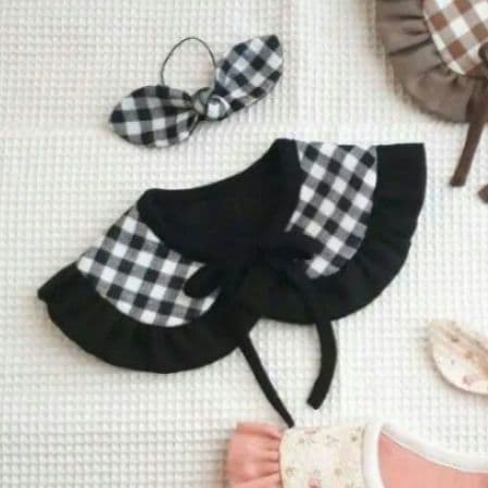 【送料無料】ギャザーワンピース風スタイ(チェリー)&お好みリボン