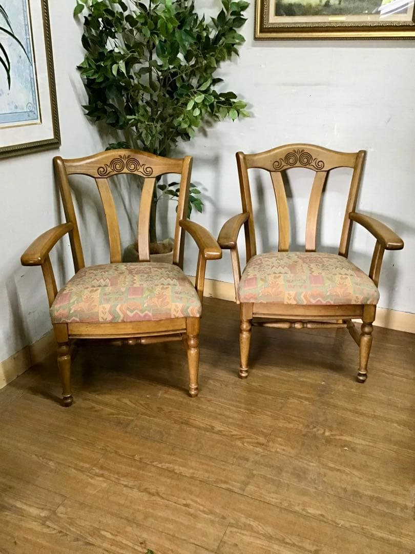 管328☆カリモク☆オールドカリモク☆ダイニングテーブル☆アームチェアー☆5点