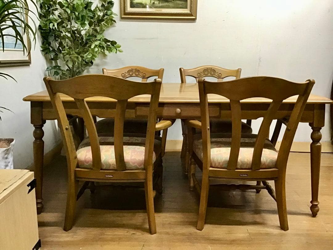 管328☆カリモク☆オールドカリモク☆ダイニングテーブル☆アームチェアー☆5点