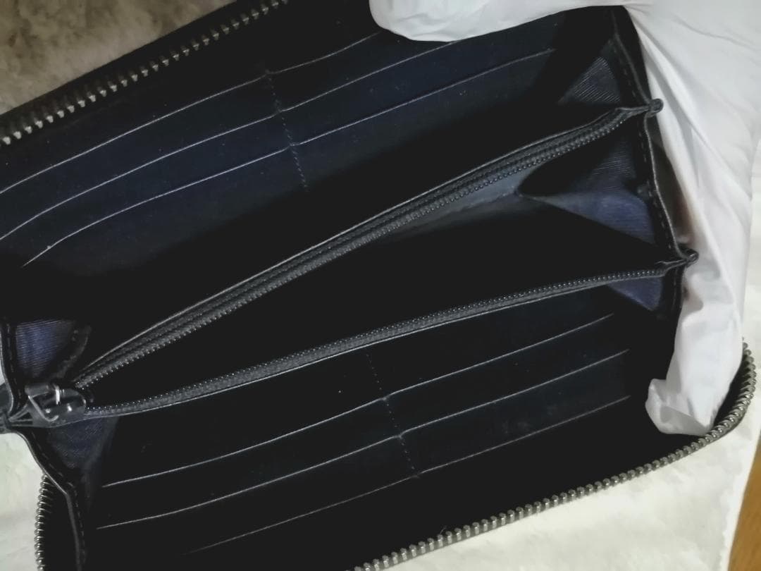 グッチ マイクロシマ GG柄 ラウンドジップ 長財布 型押し レザー ブラック