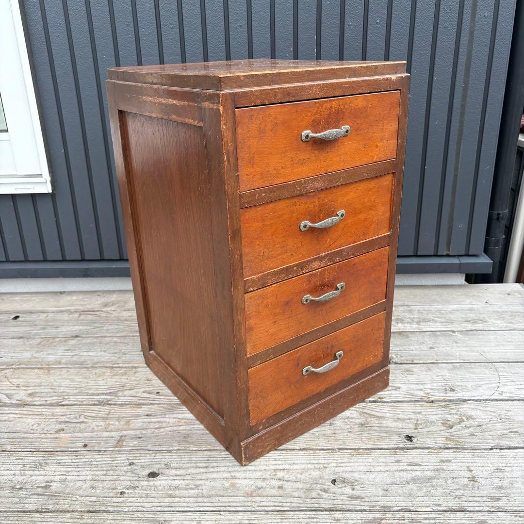 昭和レトロ アンティーク 古家具 道具箱 木製チェスト 4段 タンス 小箪笥