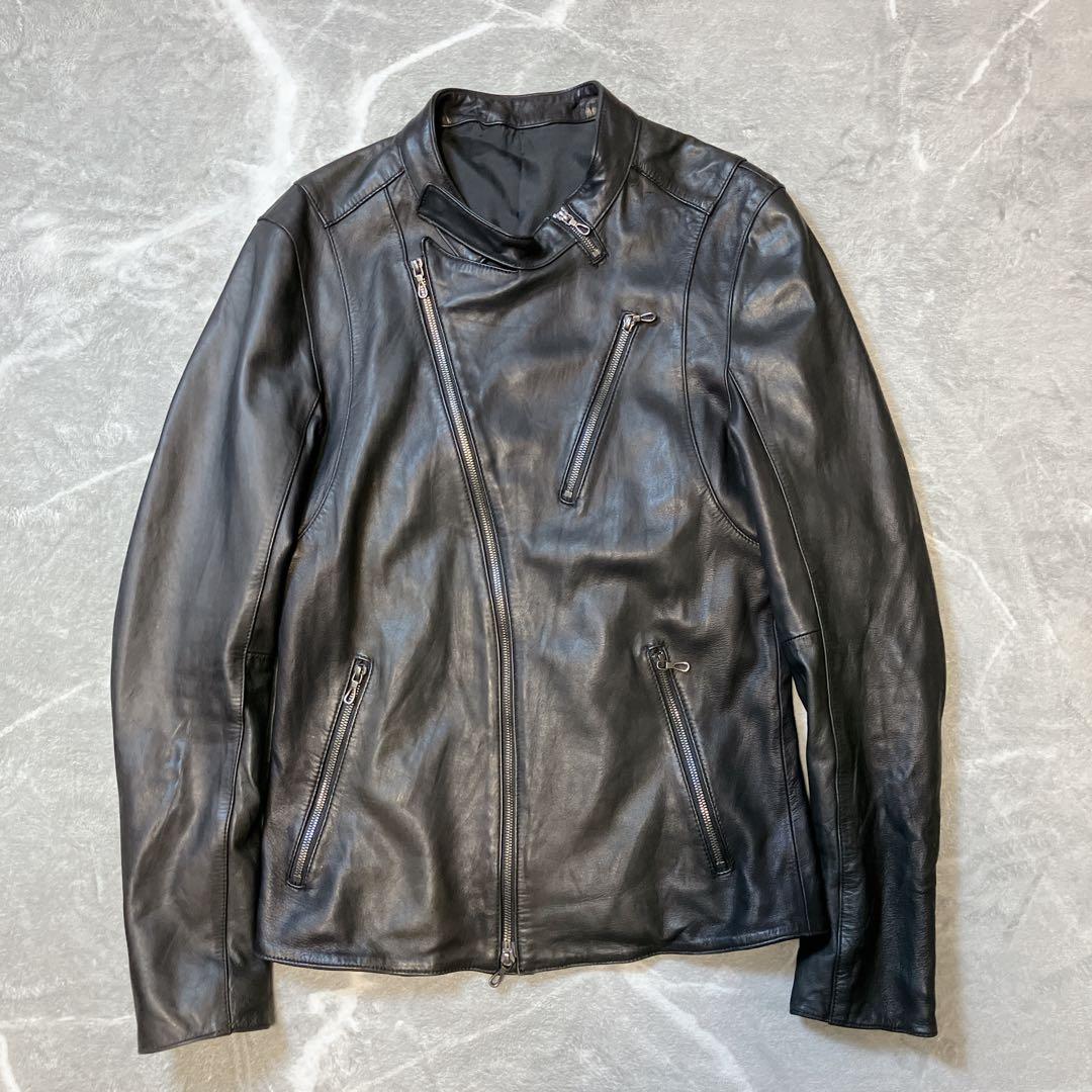 SHELLAC ラムレザー シングルライダース セミダブル レザージャケット L