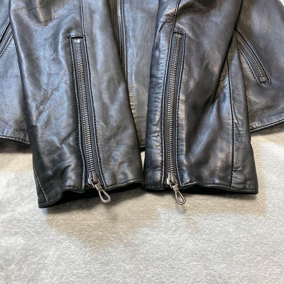 SHELLAC ラムレザー シングルライダース セミダブル レザージャケット L