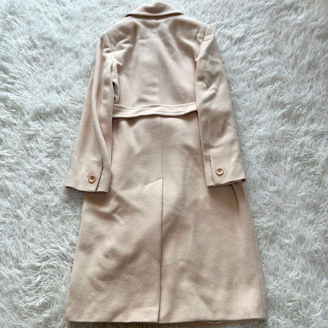 【美品】マックスマーラ　ロングコート　シルク　アンゴラ混　ベルテッド　XL相当