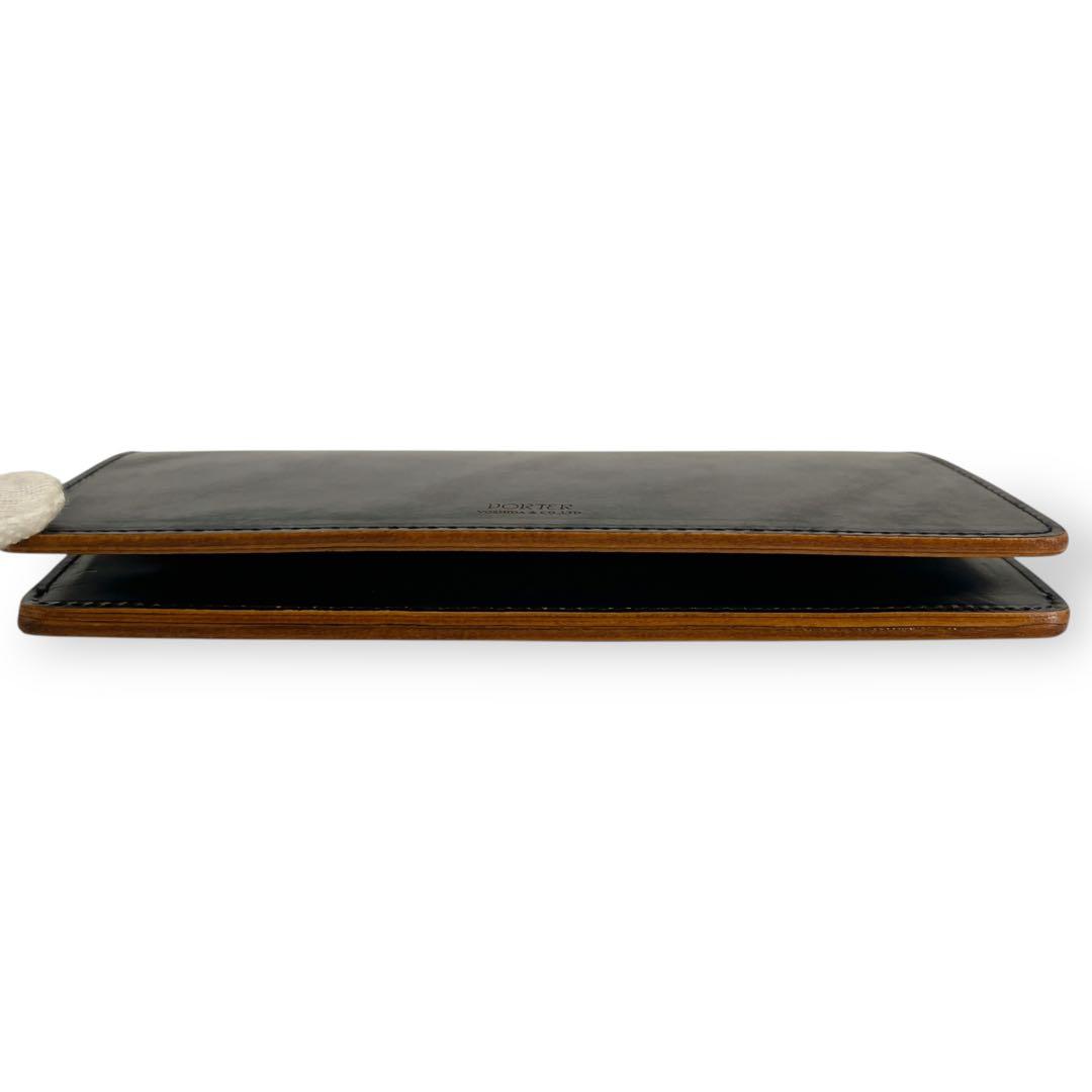 ポーター　長財布　フィルム　二つ折り財布　ロゴ　ロングウォレット　黒　レザー