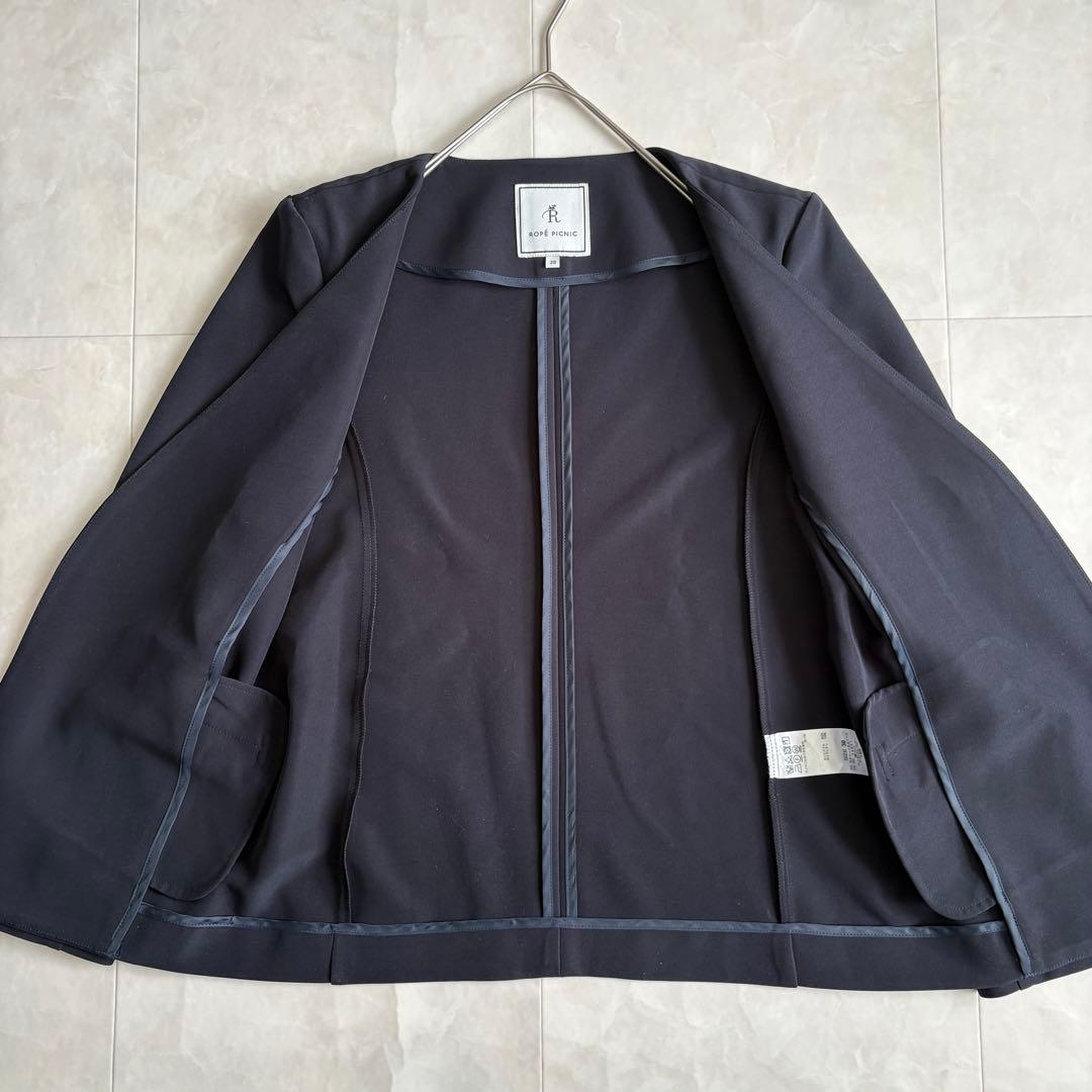 ROPE PICNIC ノーカラーセットアップ ネイビー 38/36 ストレッチ