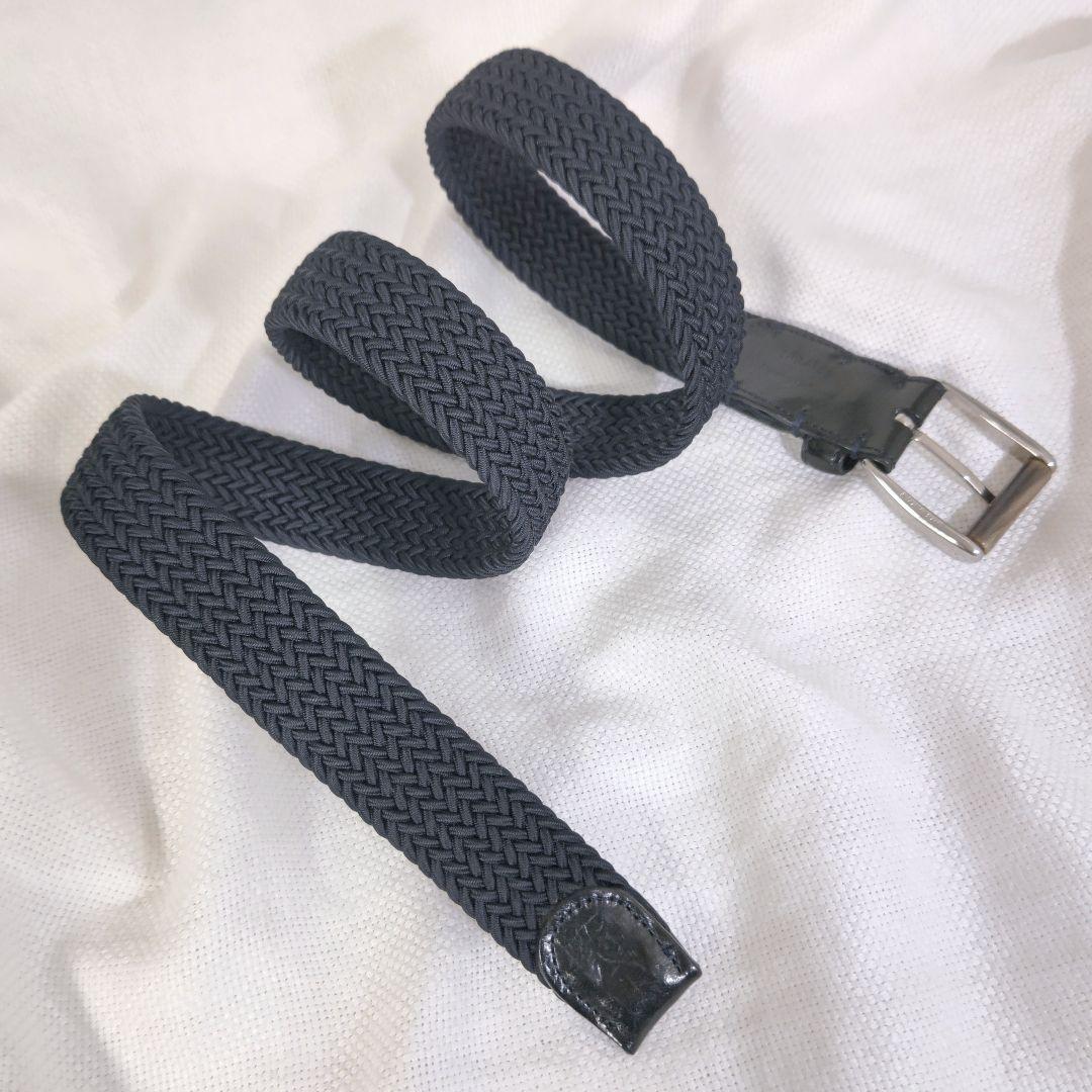 エルメネジルドゼニアErmenegildo Zegna編込メッシュレザーベルト紺