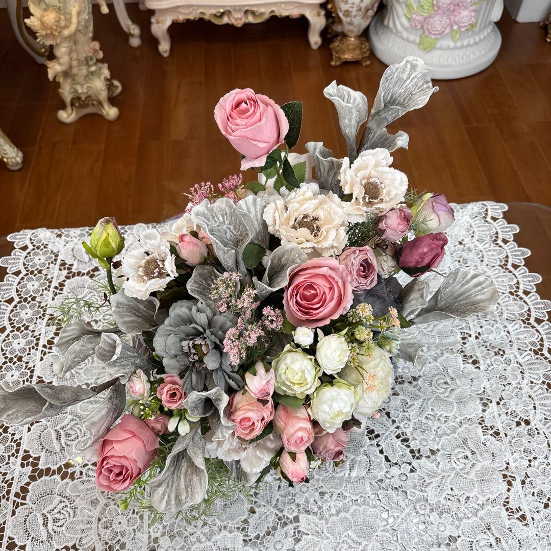 モダンスタイル フラワーアレンジメント シルバーグレー