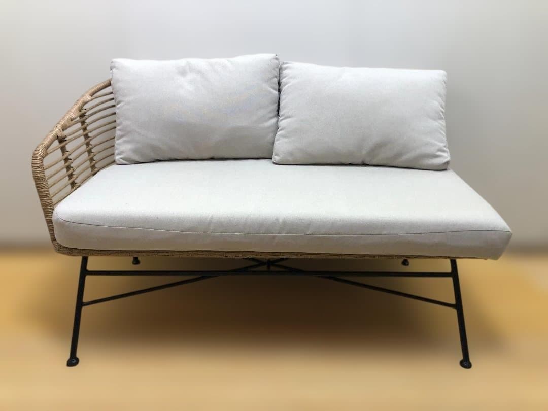 送料無料 ラタンソファ 2人掛け クッション 籐編み アイアン脚 251215