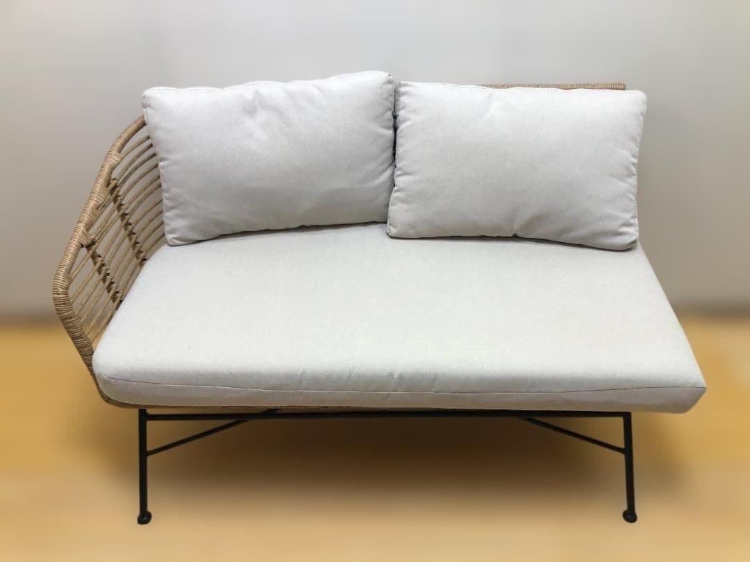 送料無料 ラタンソファ 2人掛け クッション 籐編み アイアン脚 251215