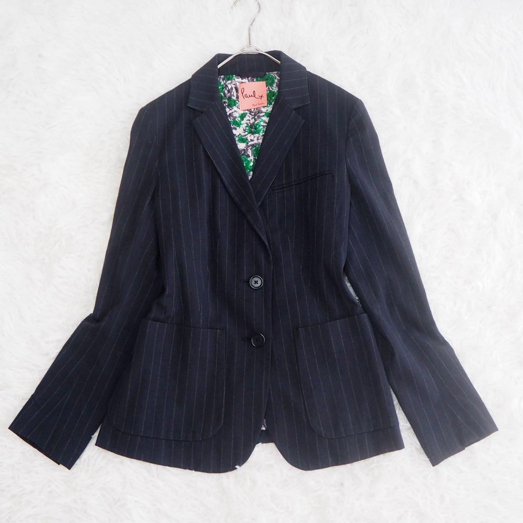 美品 ポールスミス パンツスーツセットアップ 上下 派手裏地 花柄 ストライプ