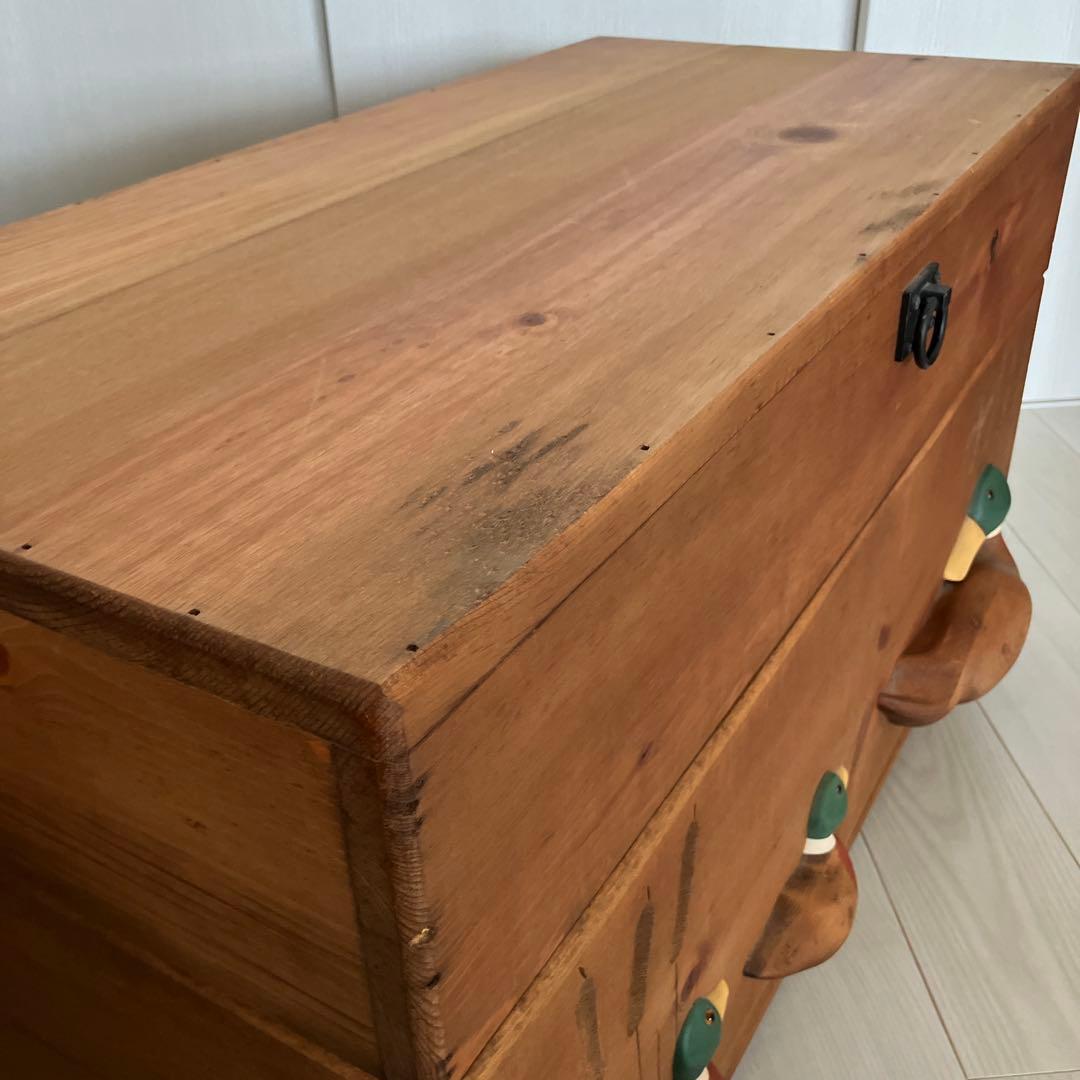 木製ボックス　木箱　おもちゃ箱　カントリー　宝箱　裁縫箱　道具入れ　箪笥　デコイ