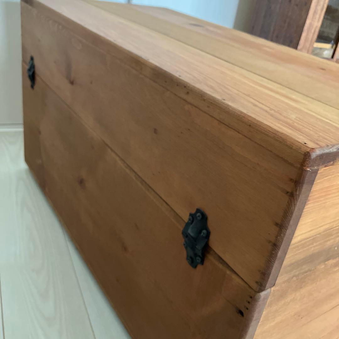 木製ボックス　木箱　おもちゃ箱　カントリー　宝箱　裁縫箱　道具入れ　箪笥　デコイ