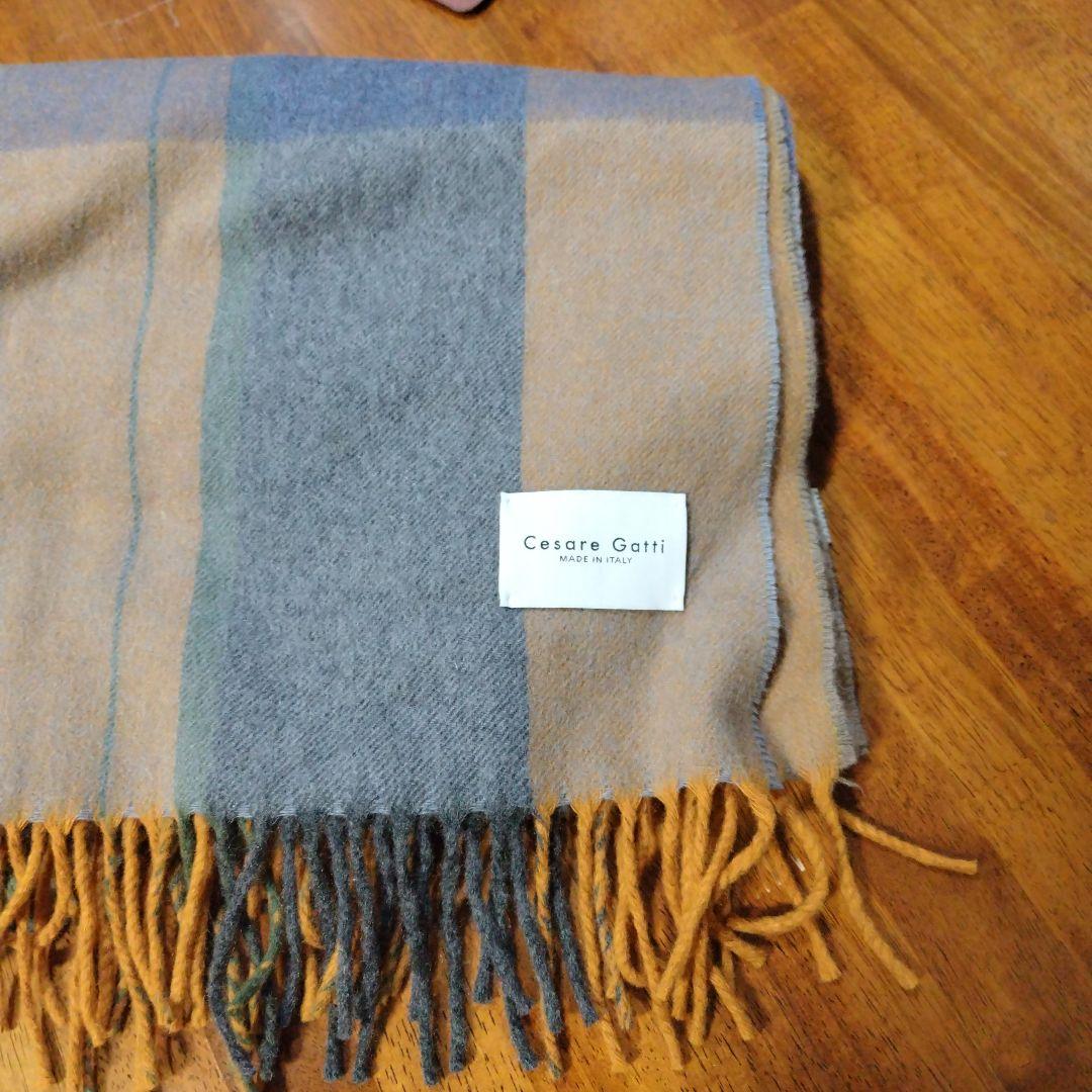 Cesare Gatti 極上ストール ブラウン系チェック マフラー カシミア