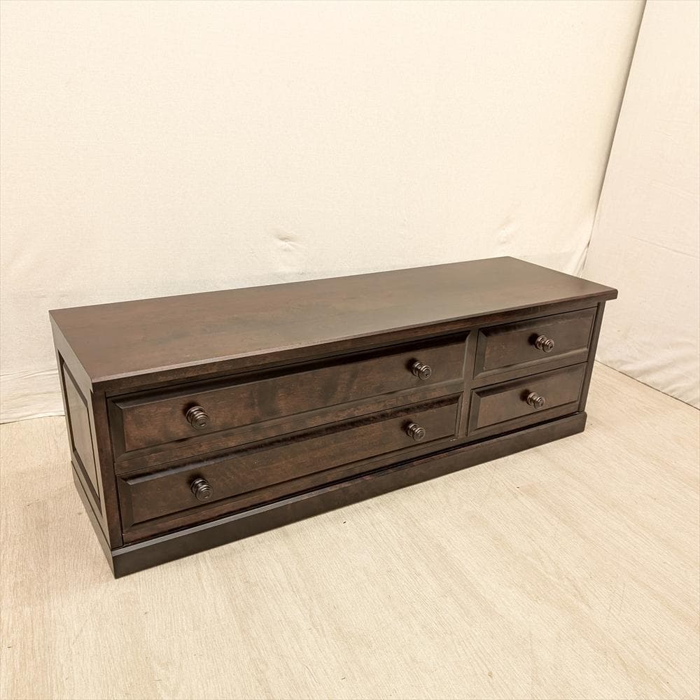 北海道民芸家具　カバ材　無垢　ローチェスト　整理箪笥　箪笥　タンス　チェスト　A