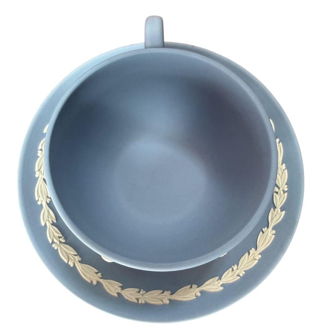 【希少/職人サイン】ウェッジウッド ジャスパー カップ＆ソーサー ブルー 金文字