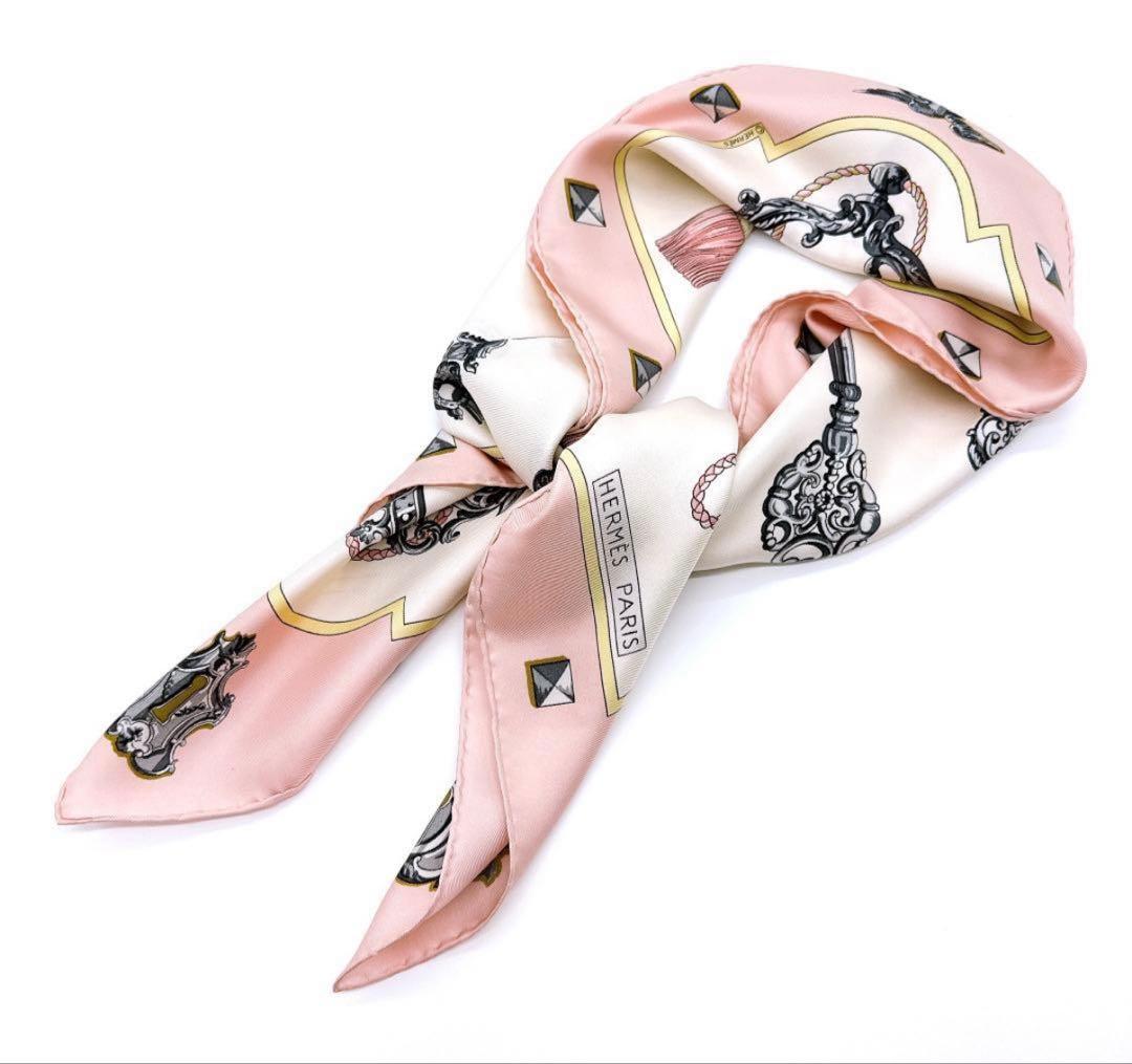 HERMES エルメス LES CLES【鍵柄】カレ90 スカーフ ストール