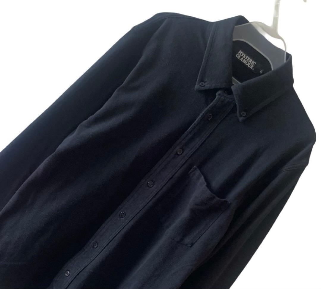 希少‼︎ HYSTERIC GLAMOUR 長袖シャツ ブラック L ロゴ刺繍