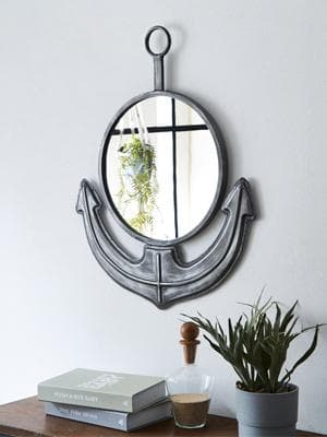 イカリ型 碇 壁掛け ミラー 壁飾り ミラー アイアン 男前インテリア おしゃれ