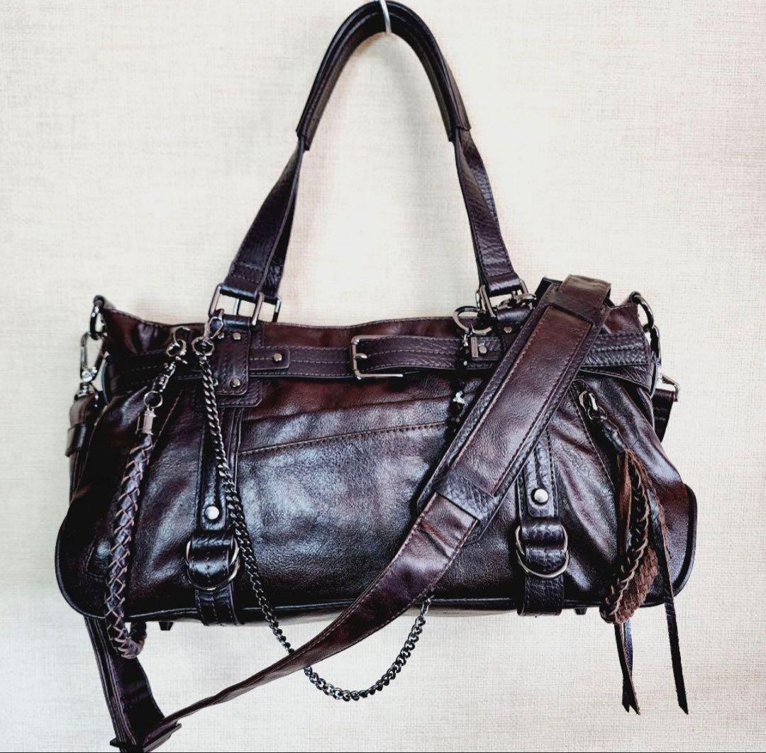 【極美品】サマンサキングズ　トート　ボストンバッグ　タッセル　オールレザー　黒