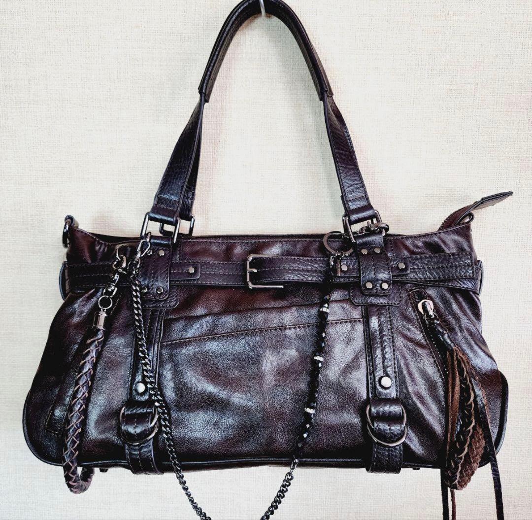 【極美品】サマンサキングズ　トート　ボストンバッグ　タッセル　オールレザー　黒