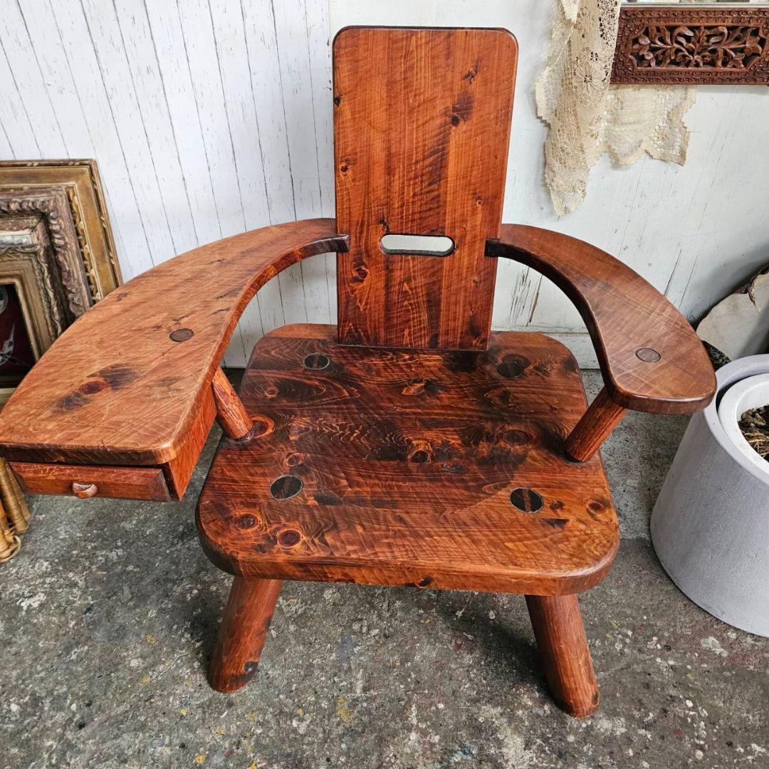 【q087/k】 おやじの椅子 木製 無垢 矢澤金太郎 椅子