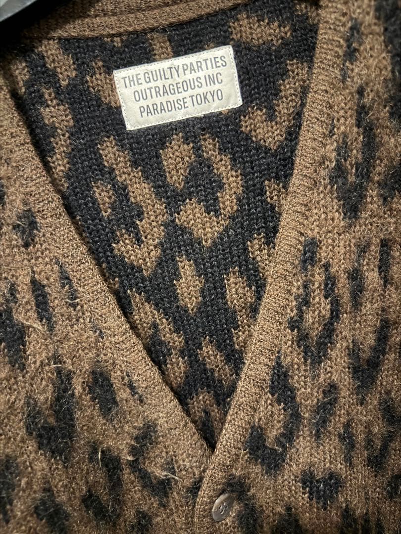 ワコマリア ヘビーモヘア　カーディガン　レオパード　ダウン　1店舗限定カラー