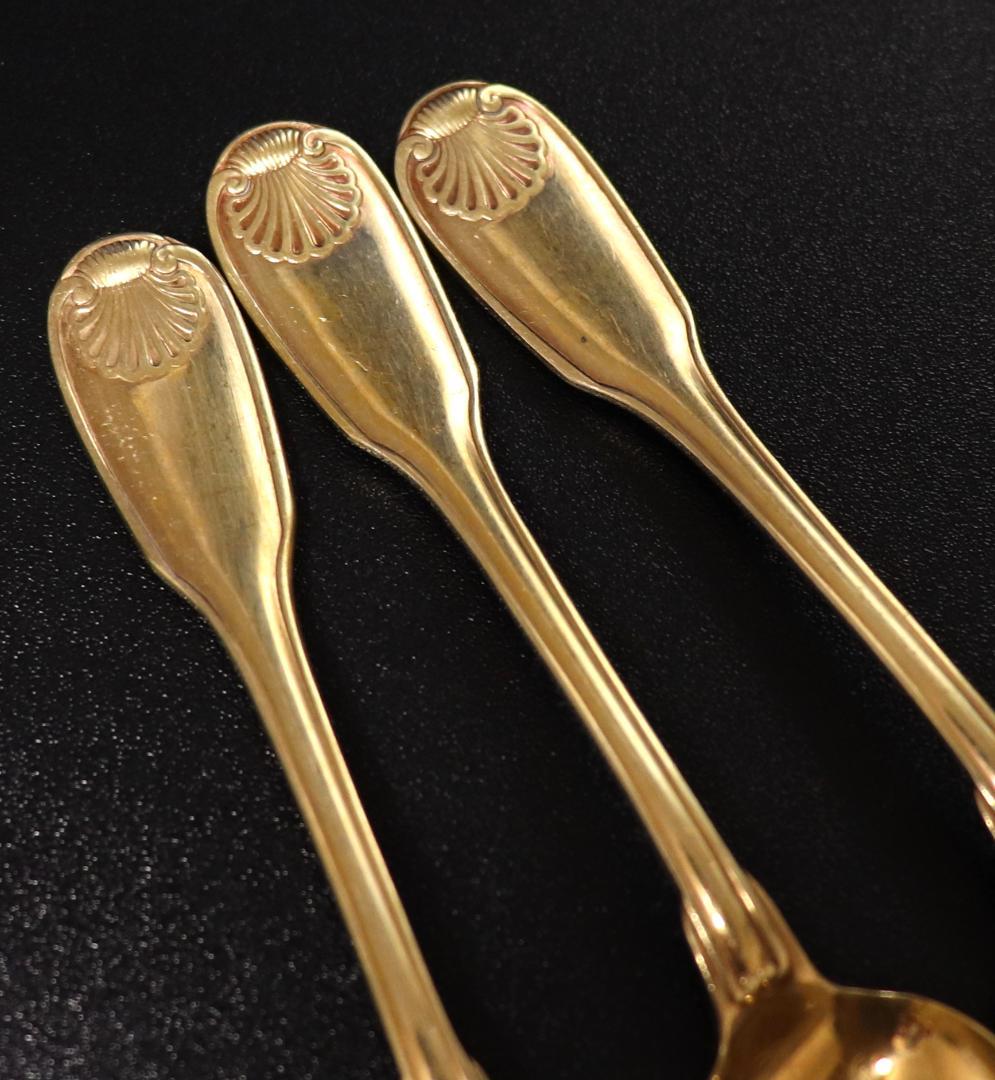 クリストフル 最上級 24金プレート 希少 コキーユ 貝殻 モカスプーン 3本