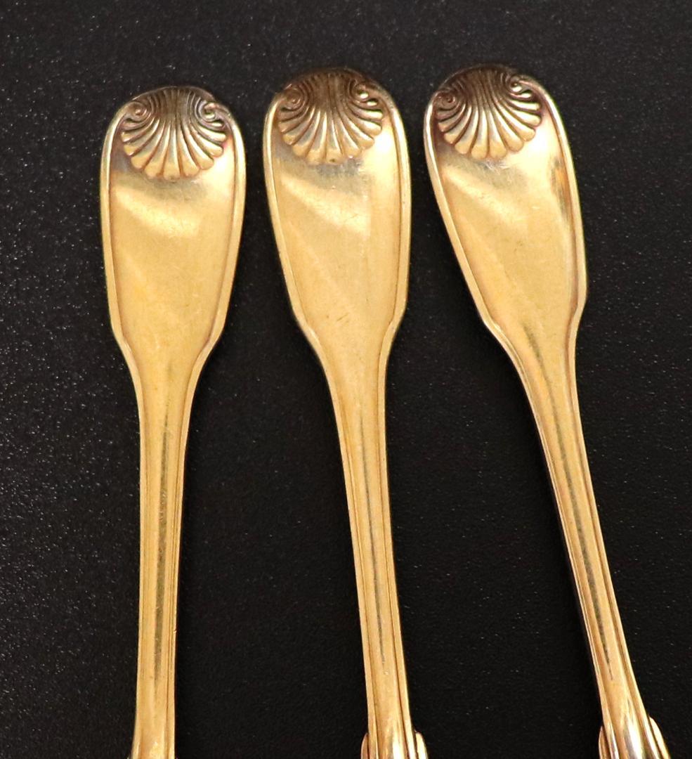 クリストフル 最上級 24金プレート 希少 コキーユ 貝殻 モカスプーン 3本