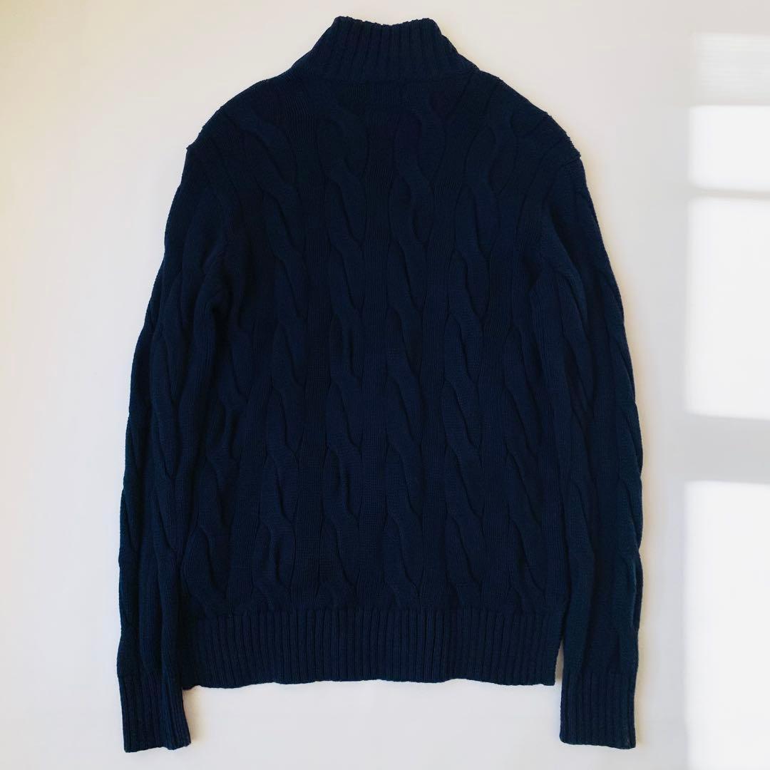 【美品】ポロラルフローレン　ドライバーズニット　ポニー　ロゴ刺繍　フルジップ