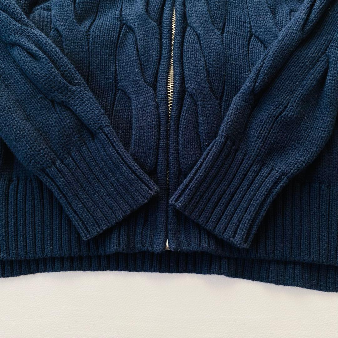 【美品】ポロラルフローレン　ドライバーズニット　ポニー　ロゴ刺繍　フルジップ