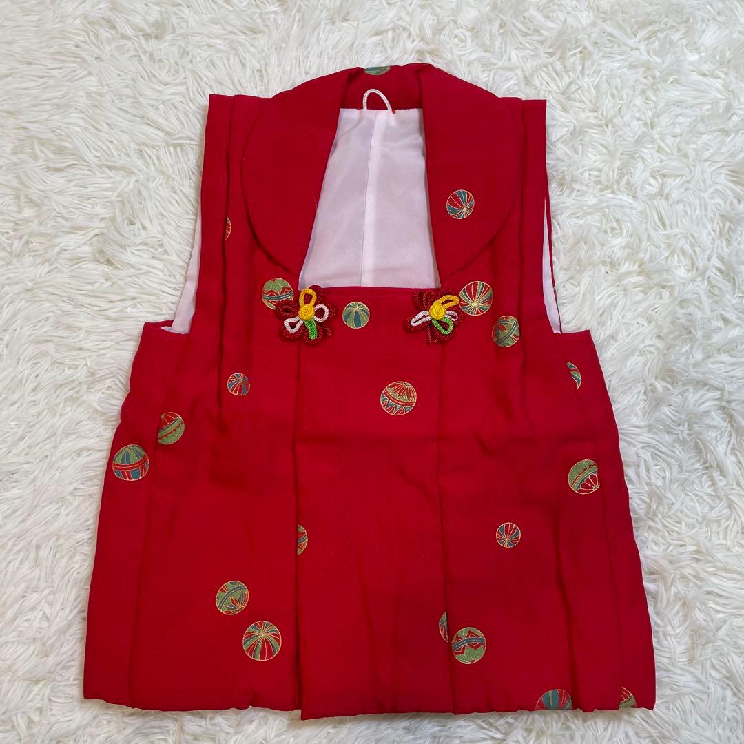 七五三　3歳　女の子　正絹　フルセット　被布コート　着物　赤　アンティーク