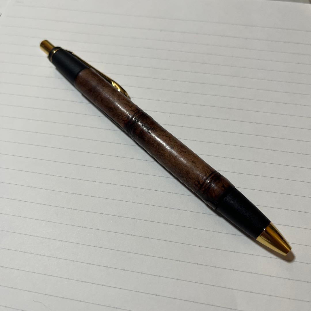 シックザール 革軸ペン 真鍮金具 クロコダイル ダークブラウン シャーペン
