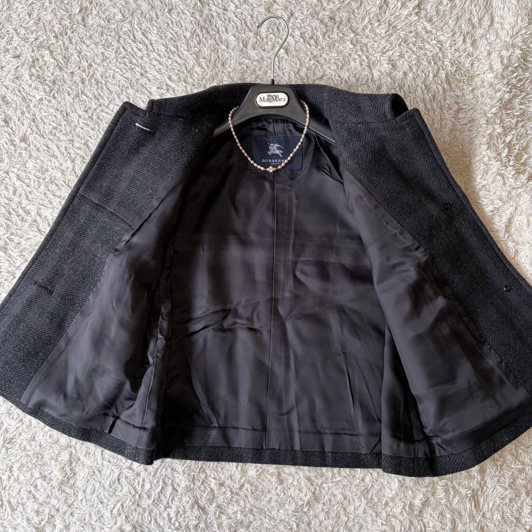 美品✨バーバリーロンドン　ポンチョ風ショートコート　ノバチェック ダークグレー