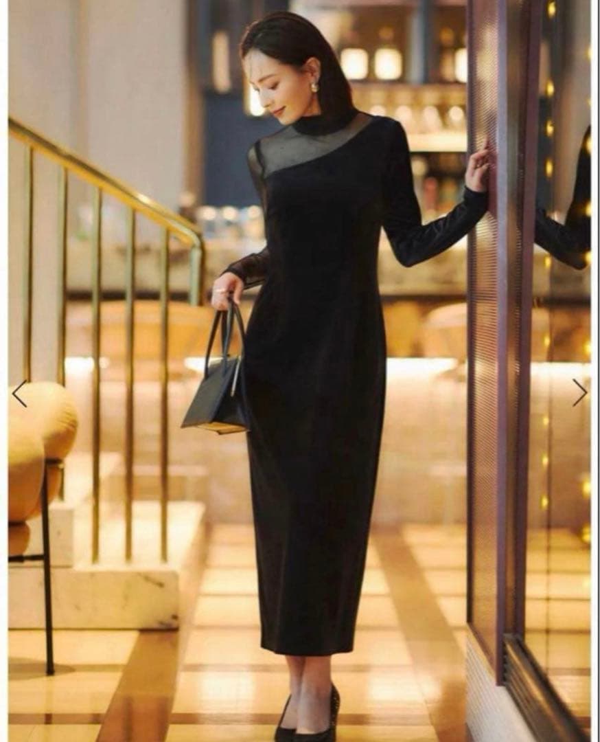 新品アニュアンスanuans シアーコンビタイトワンピース オケージョンM