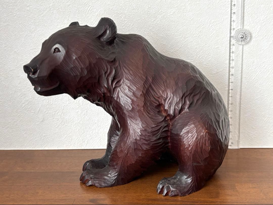 SALE✩.*˚ 堀井民芸 親子×夫婦風 木彫り熊 縁起置物 2体セット