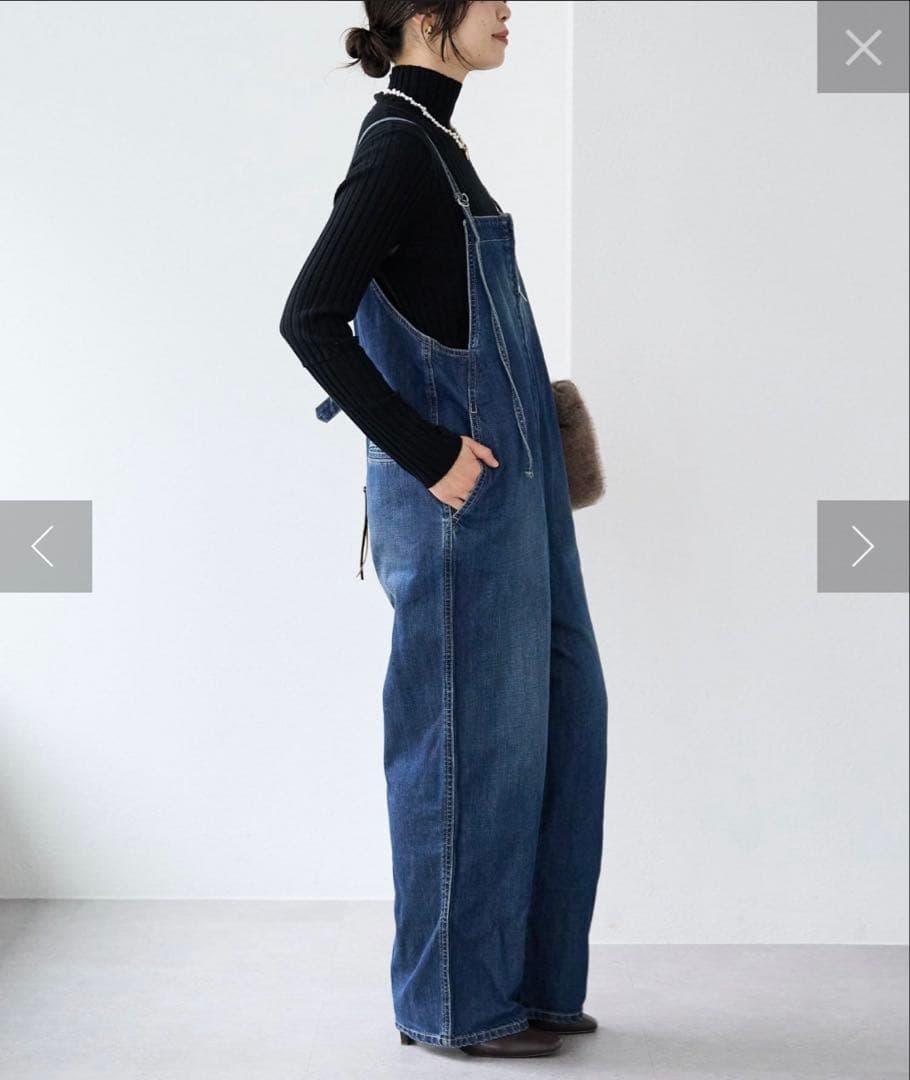 リヴドロワ　デニムサロペット ウエストベルト付き　36サイズ