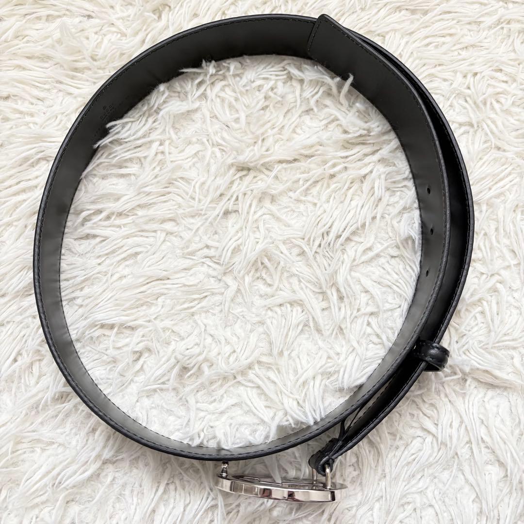 極美品　GUCCI シマ GGバックル レザー ベルト 95/38 114984