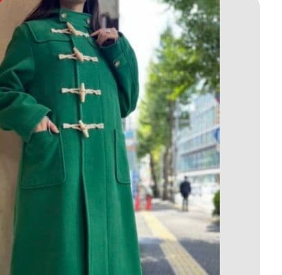 BEAMS BOY 緑色ダッフルコート フード付き