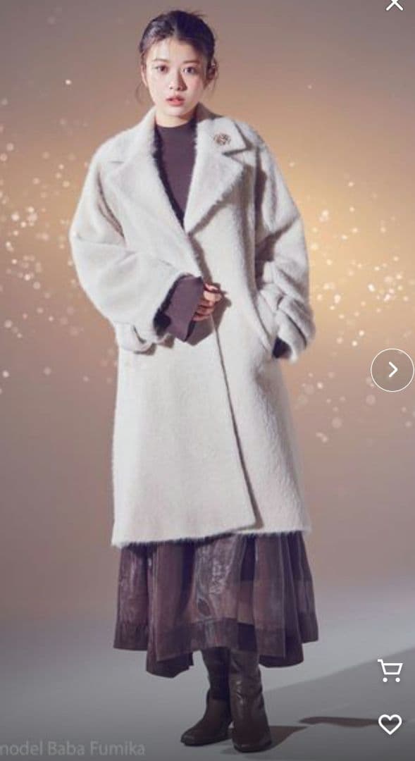 SNIDEL•ブローチ付シャギーコート